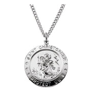 Sterling Silver 25 mm St. Christopher Medal 24' Necklace