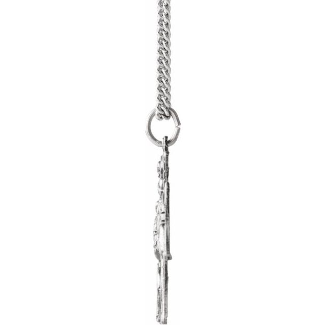 Sterling Silver 28x23 mm Four-Way Cross Medal 24' Necklace