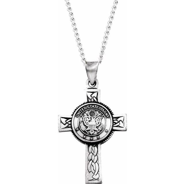 Sterling Silver U.S. Army Cross 24' Necklace