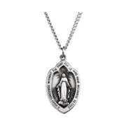 Sterling Silver 23x15 mm Oval Miraculous Medal 18' Necklace