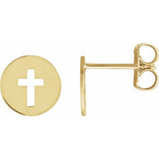 14k Yellow Pierced Cross Earring