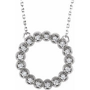 14k White 1/5 Ctw Natural Diamond Circle 16-18' Necklace