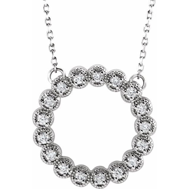 14k White 1/5 Ctw Natural Diamond Circle 16-18' Necklace
