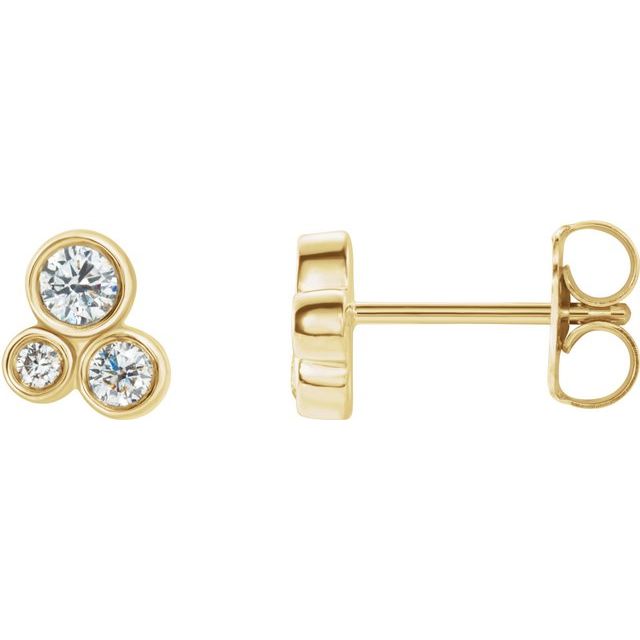 14k Yellow 1/5 Ctw Natural Diamond Geometric Cluster Earrings