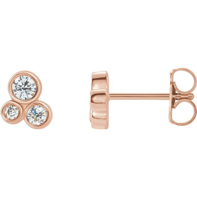 14k Rose 1/5 Ctw Natural Diamond Geometric Cluster Earrings