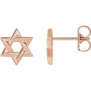14k Rose Star Of David Earrings
