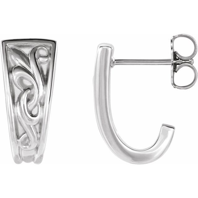 Sterling Silver Vintage-inspired J-hoop Earrings