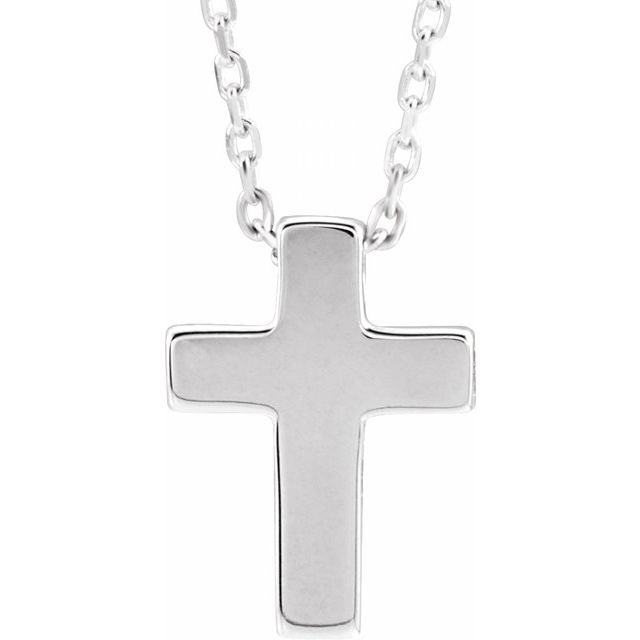 Sterling Silver Petite Cross 16-18' Necklace