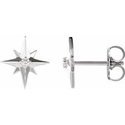 14k White .03 Ctw Natural Diamond Star Earrings