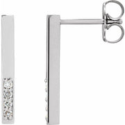 14k White .07 Ctw Natural Diamond Bar Earrings