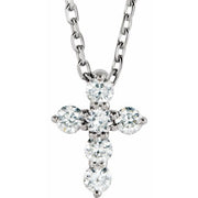 14k White 1/6 Ctw Natural Diamond Cross 16-18' Necklace