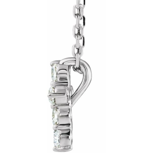 14k White 1/6 Ctw Natural Diamond Cross 16-18' Necklace