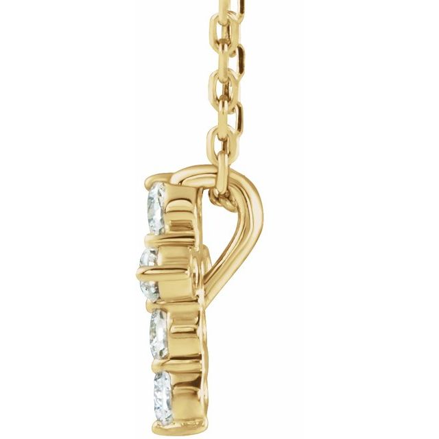 14k Yellow 1/6 Ctw Lab-grown Diamond Cross 16-18' Necklace
