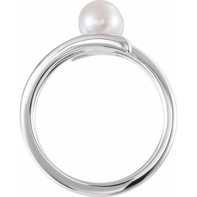 14k White Cultured White Freshwater Pearl Two-stone Ring
