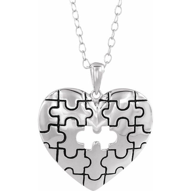 Sterling Silver A Piece of My Heart 18' Necklace