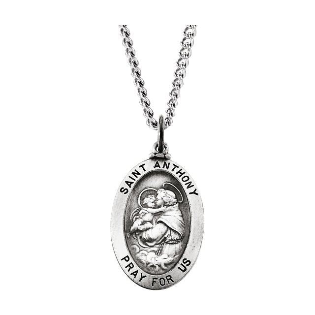 Sterling Silver 23.25x16 mm St. Anthony of Padua Medal 24' Necklace