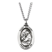 Sterling Silver 25x17.75 Mm St. Anthony Of Padua Medal 24' Necklace