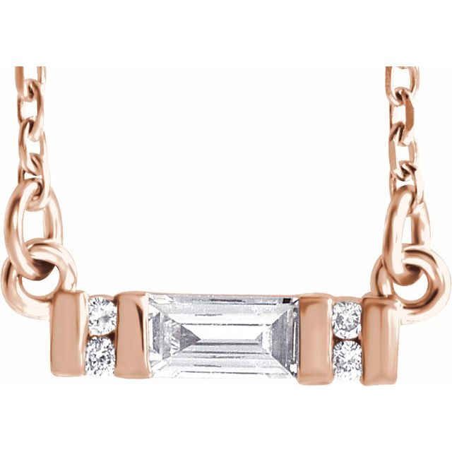 14k Rose 1/10 Ctw Natural Diamond Bar 16-18' Necklace