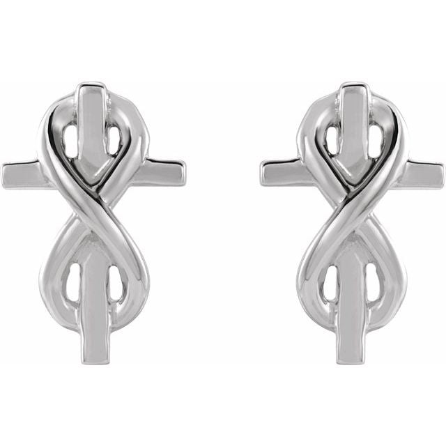 Sterling Silver Infinity-inspired Cross Earrings