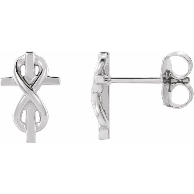 Sterling Silver Infinity-inspired Cross Earrings