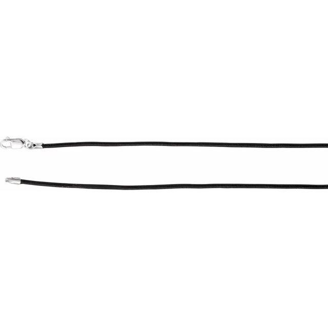 Sterling Silver 1.5 mm Black Leather 18' Cord