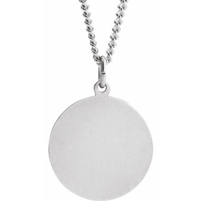 Sterling Silver 25 mm Round Sacred Heart of Jesus 24' Necklace