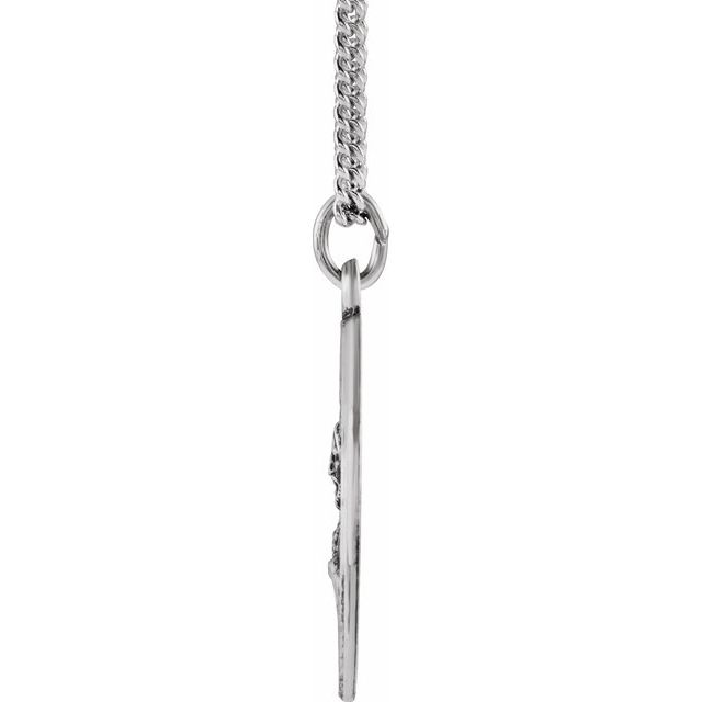 Sterling Silver 18.5 mm Round Sacred Heart of Jesus 18' Necklace