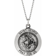 Sterling Silver 18 mm Round St. George Medal 18' Necklace