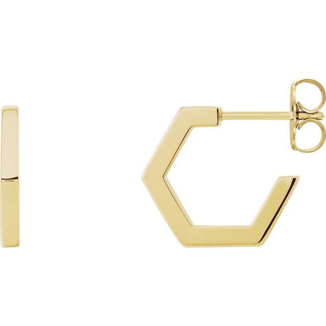 14k Yellow Geometric 12.6 Mm Hoop Earrings