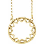 14k Yellow Milgrain Sun 16-18' Necklace
