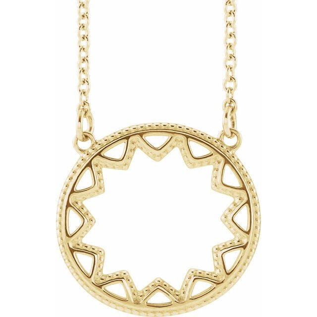 14k Yellow Milgrain Sun 16-18' Necklace