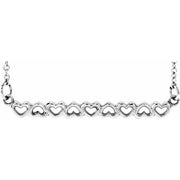 Sterling Silver Heart Bar 16-18' Necklace