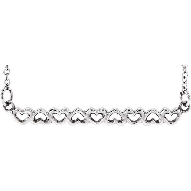 Sterling Silver Heart Bar 16-18' Necklace
