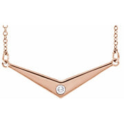 14k Rose .03 Ctw Natural Diamond V 18' Necklace
