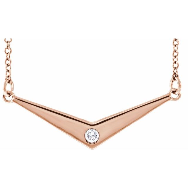 14k Rose .03 Ctw Natural Diamond V 18' Necklace