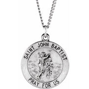 Sterling Silver 18 mm Round St. John the Baptist 18' Necklace