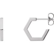 Sterling Silver Geometric 12.6 Mm Hoop Earrings