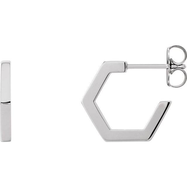 Sterling Silver Geometric 12.6 Mm Hoop Earrings