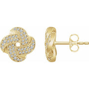 14k Yellow 1/3 Ctw Natural Diamond Knot Earrings