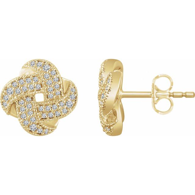 14k Yellow 1/3 Ctw Natural Diamond Knot Earrings