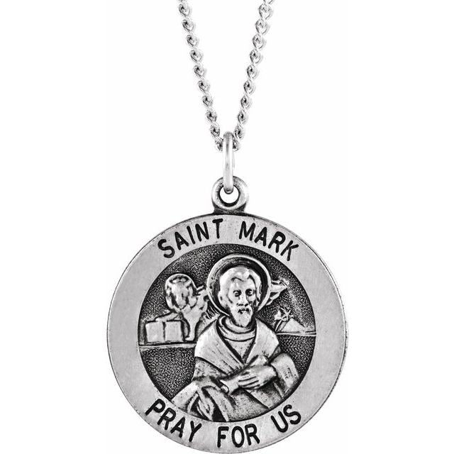 Sterling Silver 18 mm Round St. Mark 18' Necklace