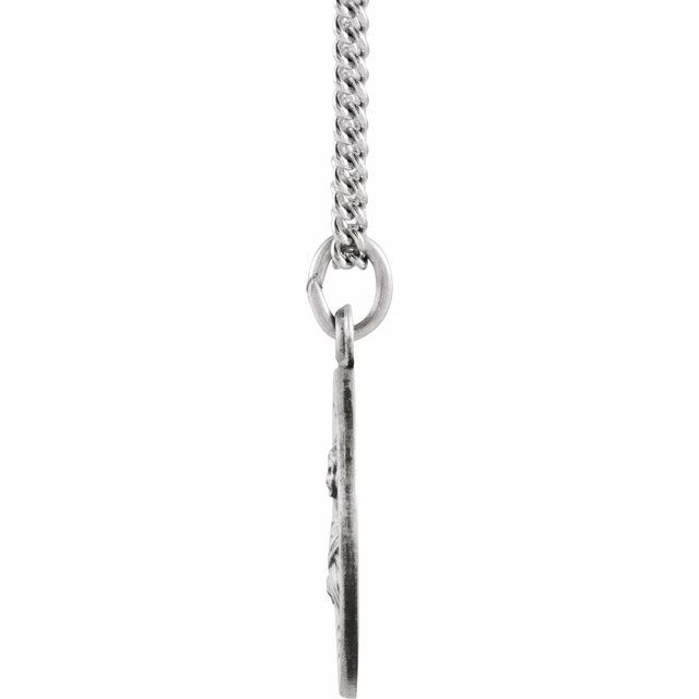 Sterling Silver 15 mm Round St. Lucy Medal 18' Necklace