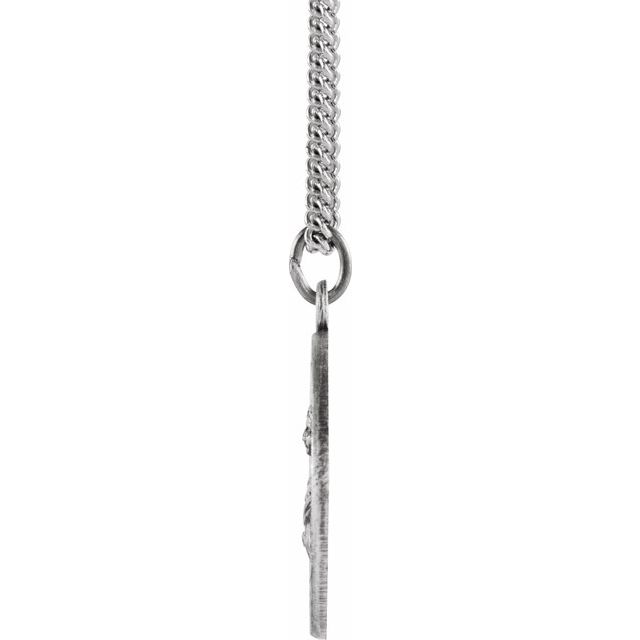 Sterling Silver 18 mm Round St. Lucy Medal 18' Necklace