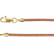 14K Yellow 1.5 mm Brown Leather 16' Cord