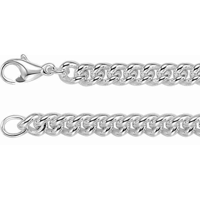 Sterling Silver 8 mm Curb 8' Chain