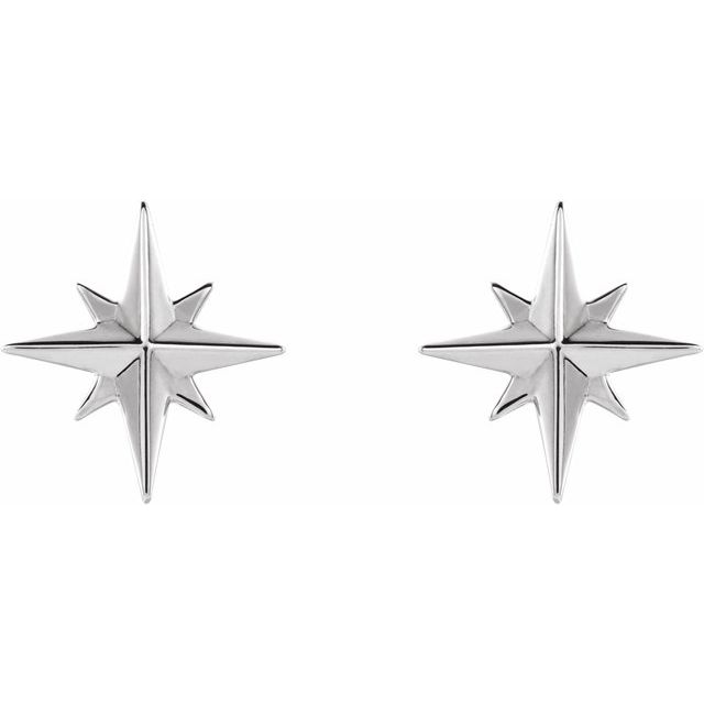 14k White Star Earrings