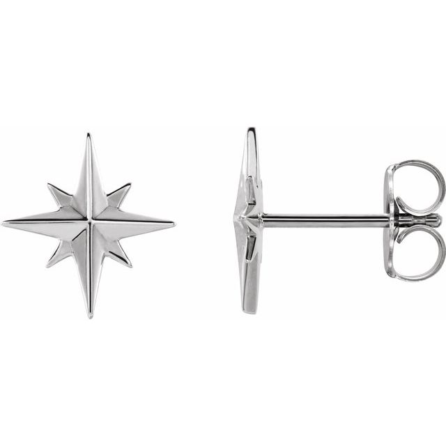 14k White Star Earrings
