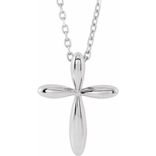 Sterling Silver 14.65x11.2 Mm Cross 16-18' Necklace