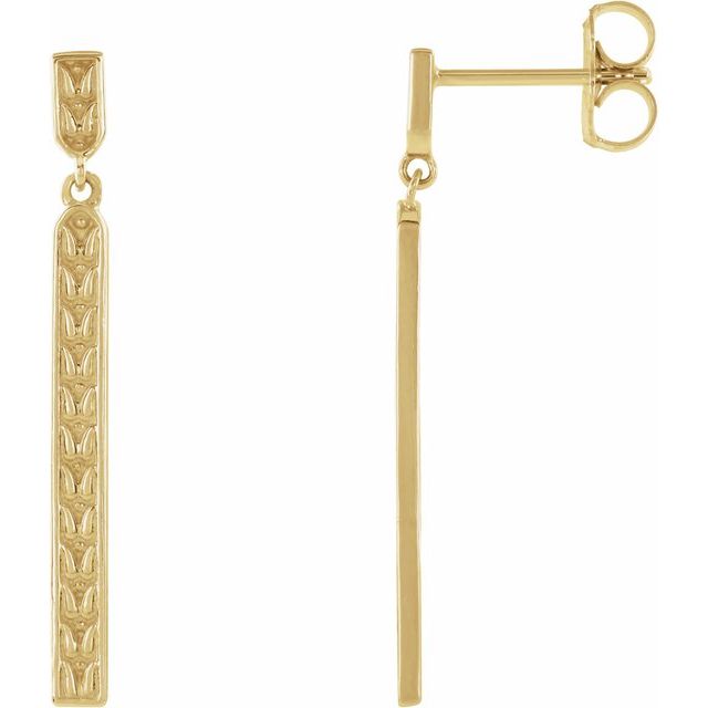 14k Yellow Sculptural Bar Earrings