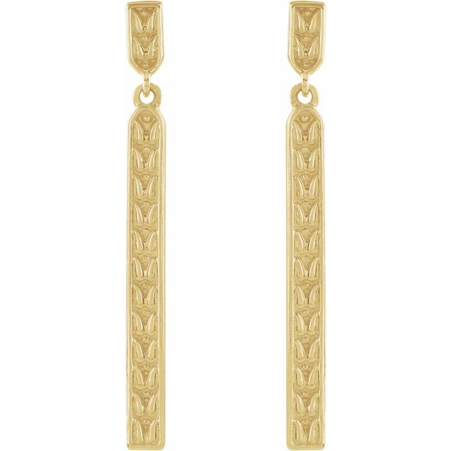 14k Yellow Sculptural Bar Earrings